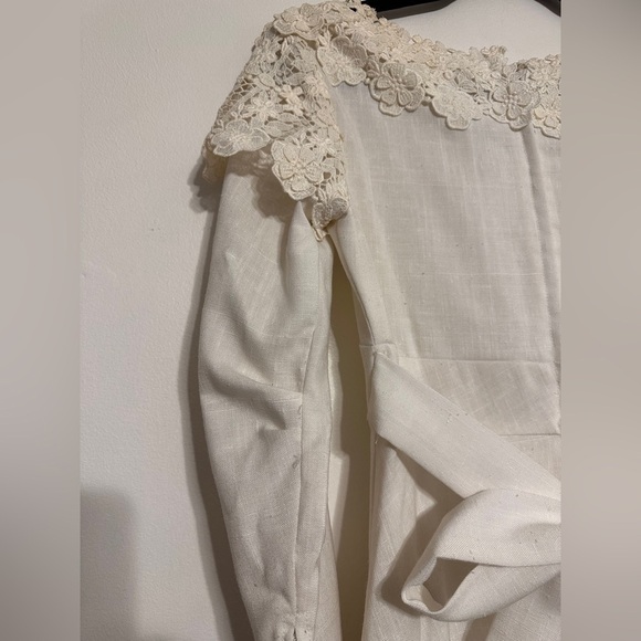 Vintage 70’s Prairie Daisy Lace Long Sleeve White Wedding Gown Handmade - Picture 8 of 8